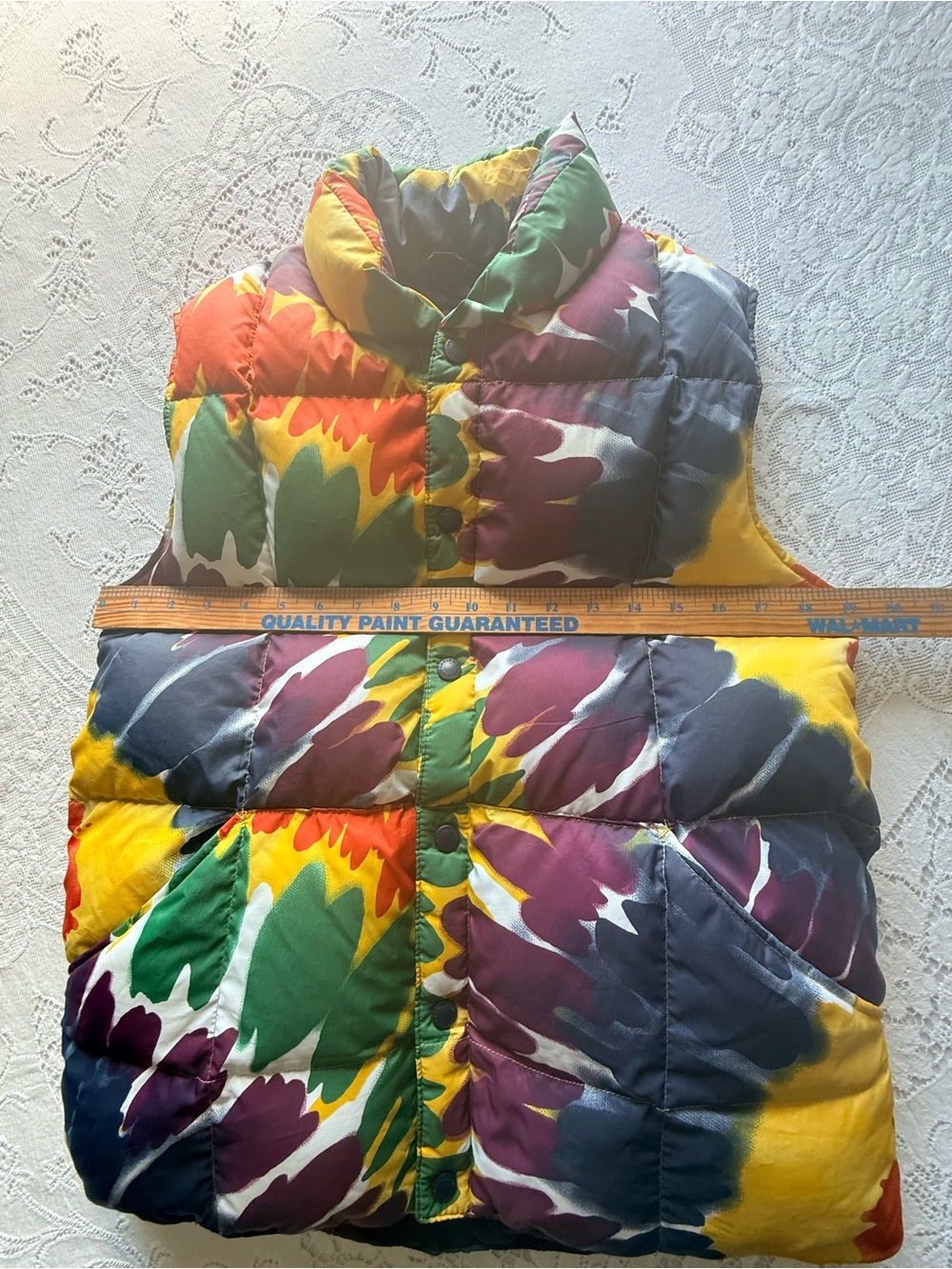 Lands End Multicolor Down Puffer Vest - Green, Yellow, Burgundy, Navy juniors 14 - Picture 7 of 11
